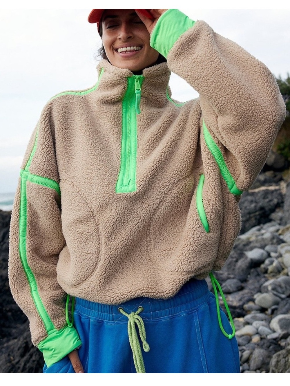 Free People FP Movement Mountain High 1/2 Zip Fleece in Clay Combo